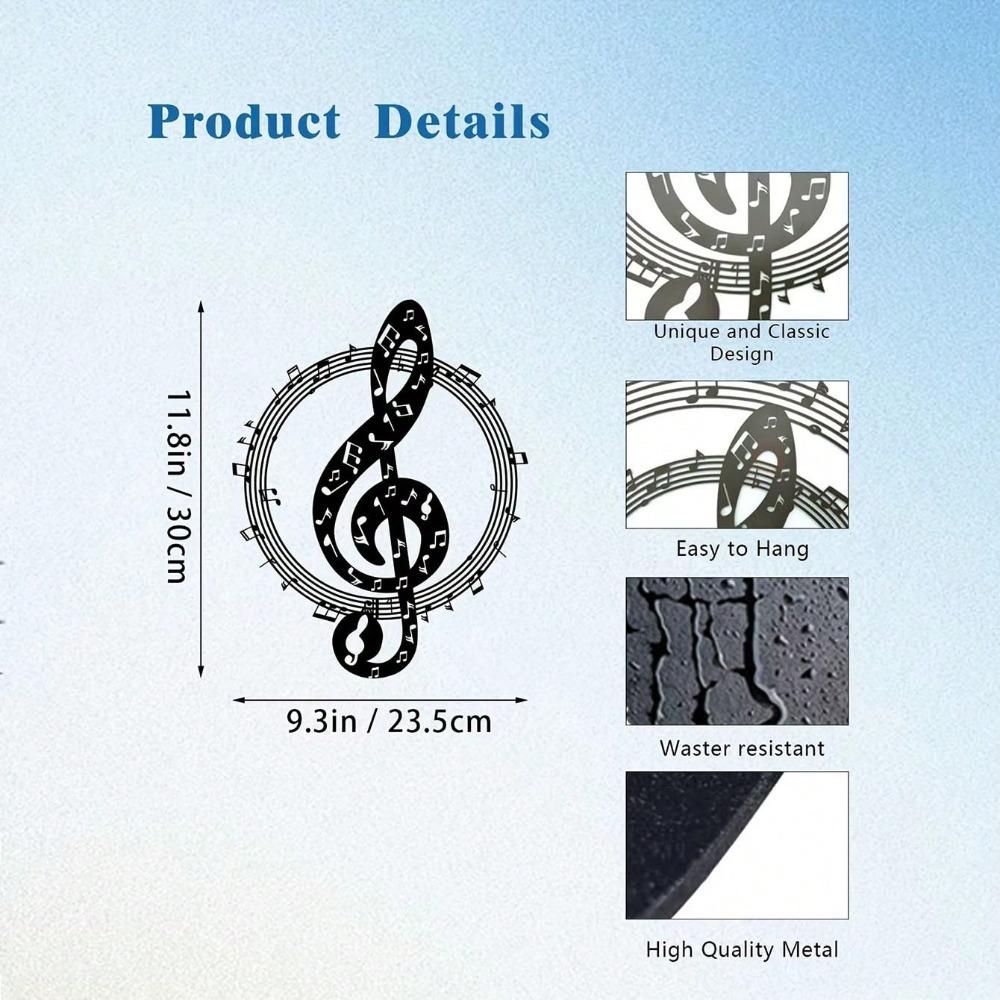 Metall Wandkunst Noten Dekor, Schwarze Skulptur für Schlafzimmer, Büro, Musikstudio Wandbehang, 1 Stück, Geburtstagsgeschenk, Abschlussgeschenk