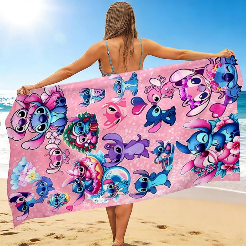 1Pc Stitch Friends Fantasy Beach Towel, Quick Dry, Multi-Use for Beach Pool Gym Yoga Home Travel, Christmas, Halloween, Xmas Gift M928872