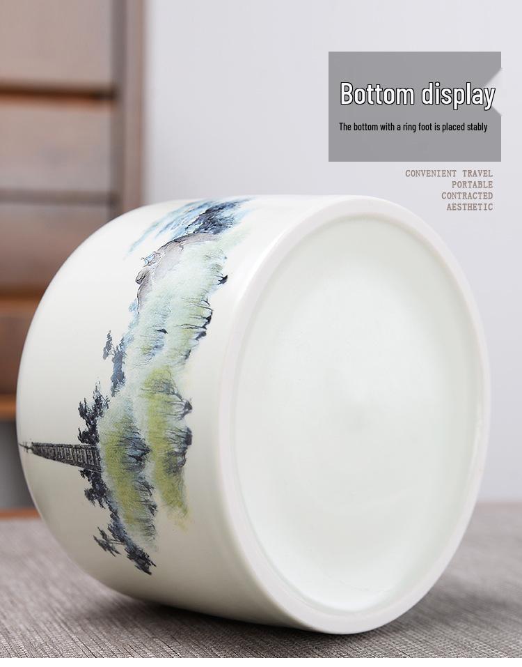 Large Ceramic Tea Storage Canister for Red, Green, Longjing, Biluochun, and Pu'er Tea - Half Jin Capacity
