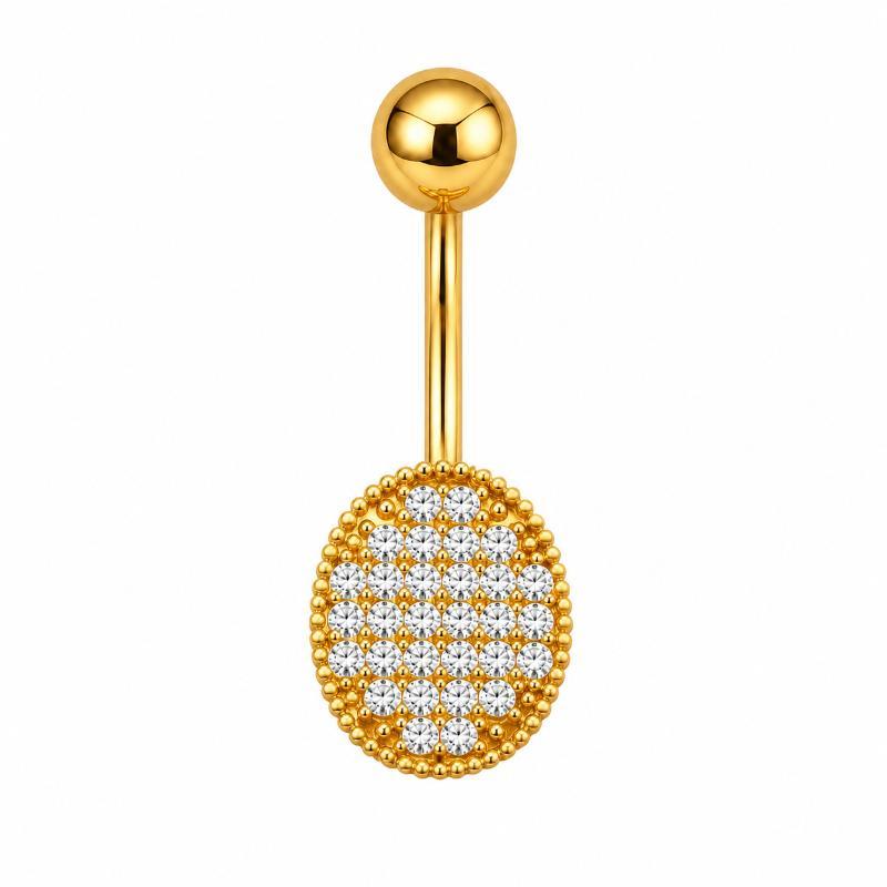 Belly Button Rings Gold Plated Shiny Cubic Zirconia Skin-friendly Durable Navel Ring for Beach Travel Daily Use