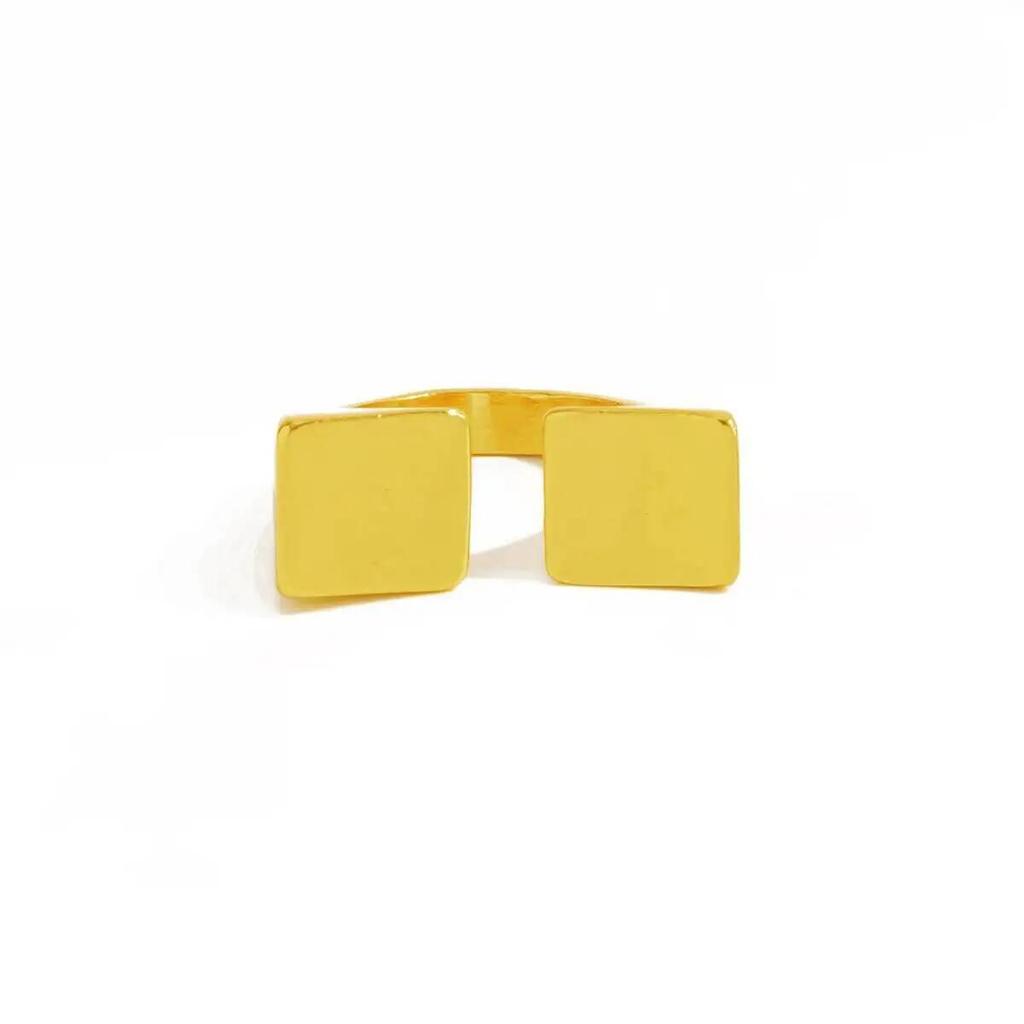 SHIXIN Hip Hop Gold Color Square Opening Ring Men Vintage Punk Plain Minimalist Geometric Chunky Finger Rings Jewelry Male Gift