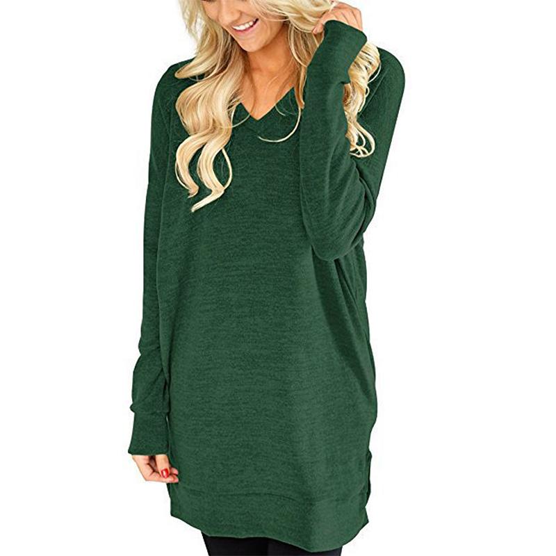 Women's Casual V-neck T-shirt Autumn New Women's Fashion Long Sleeved Top Versatile Women's Top