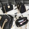 Standard diamond chain shoulder bag for women black lace bag PU leather ladies bags