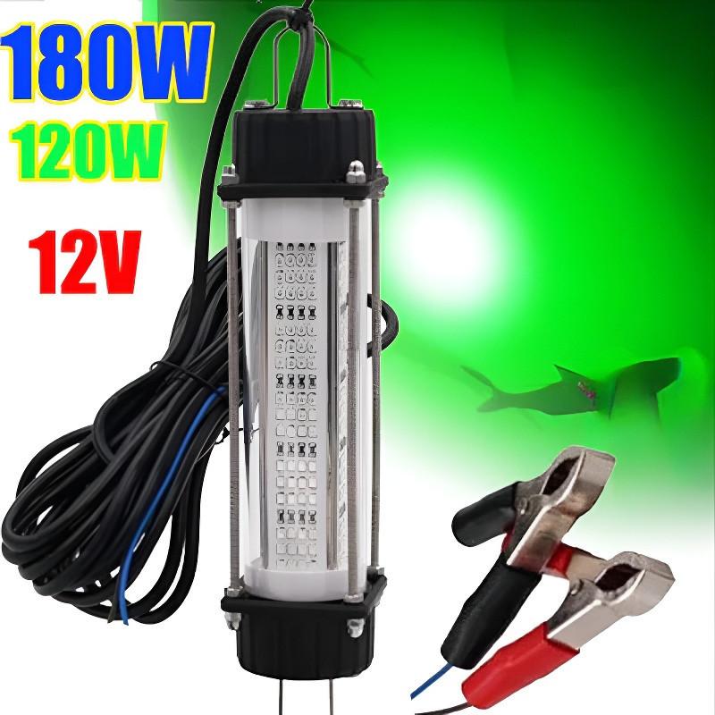 120W/180W Portable Underwater Fishing Light 12V Submersible Fishing Finder Accessories High-Power LED Fish Lure Light