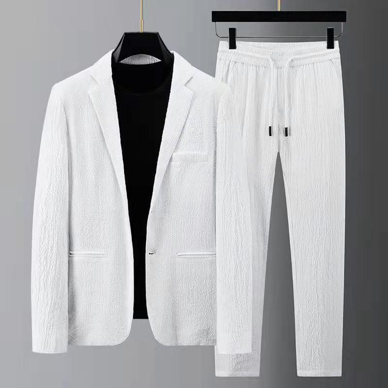 Men's Spring Fashion Slim Fit Suit: Korean Style Long Sleeve Two-Piece Set