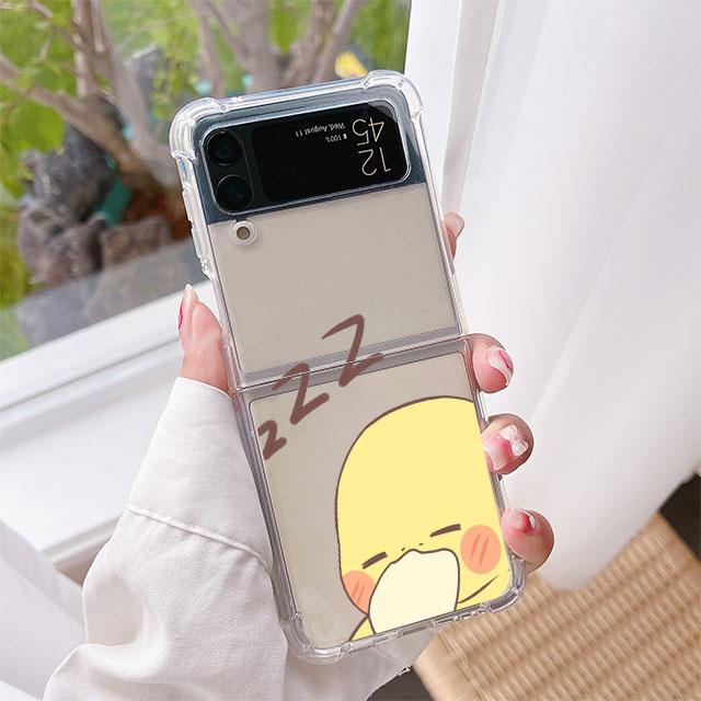 Luxury Case For Samsung Galaxy Z Flip 3 4 5G Funda Z Flip3 Clear PC Hard Shockproof Back Phone Coque Shell Pikachu Pokemon
