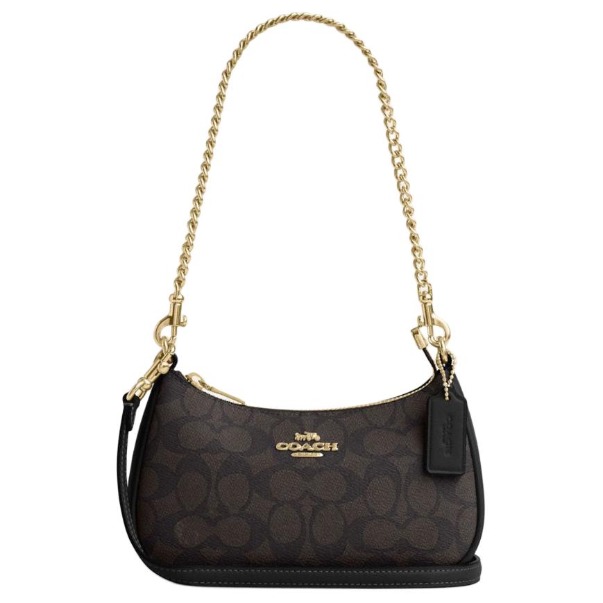

Coach Teri Mini Crossbody Bag Signature Canvas Walnut Brown Black Daily Casual CW323-IMXAQ Basic Set (Bag+Dust Bag)