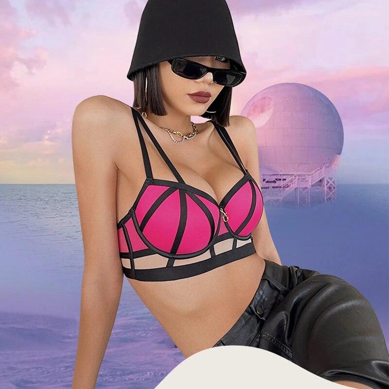Fashion Brand Women's Underwear Set Sexy Hollow Push Up Bra Set Romantic Rose Lace Lingerie Classic Bandage Plus Size Brassiere