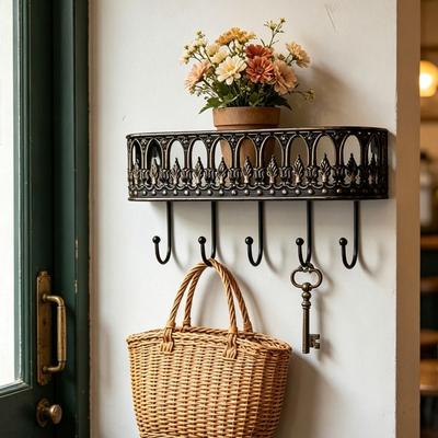 Quality Iron Metal Vintage Metal Wall Rack Key Clothes Storage Practical Storage Organizer