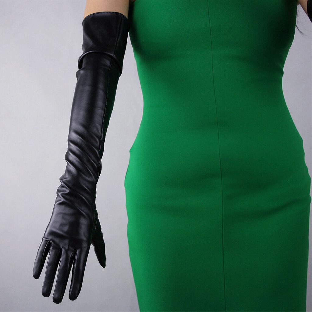 DooWay 70 cm Långa Läderhandskar Svarta TOUCHSKÄRM Konstläder PU Axelhöjd Kvällsfest Kostym Cosplay Opera Halloween Handske