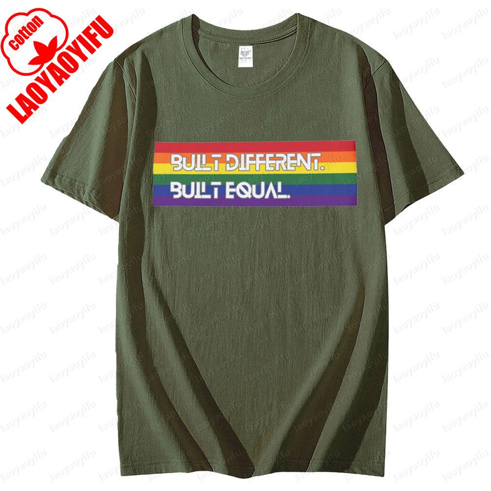 Pride Statement LGBTQ Equality Tee Tops Built Different Slogan Creative Design T Shirt Men Women Universal Summer Short Sleeve