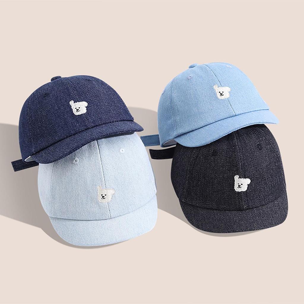 Süßer Baby Cartoon Denim Baseballkappe Kurzer Schirmmütze für Kleinkind Junge Mädchen Sommer Sonnenschutz Kinder Schirmmützen