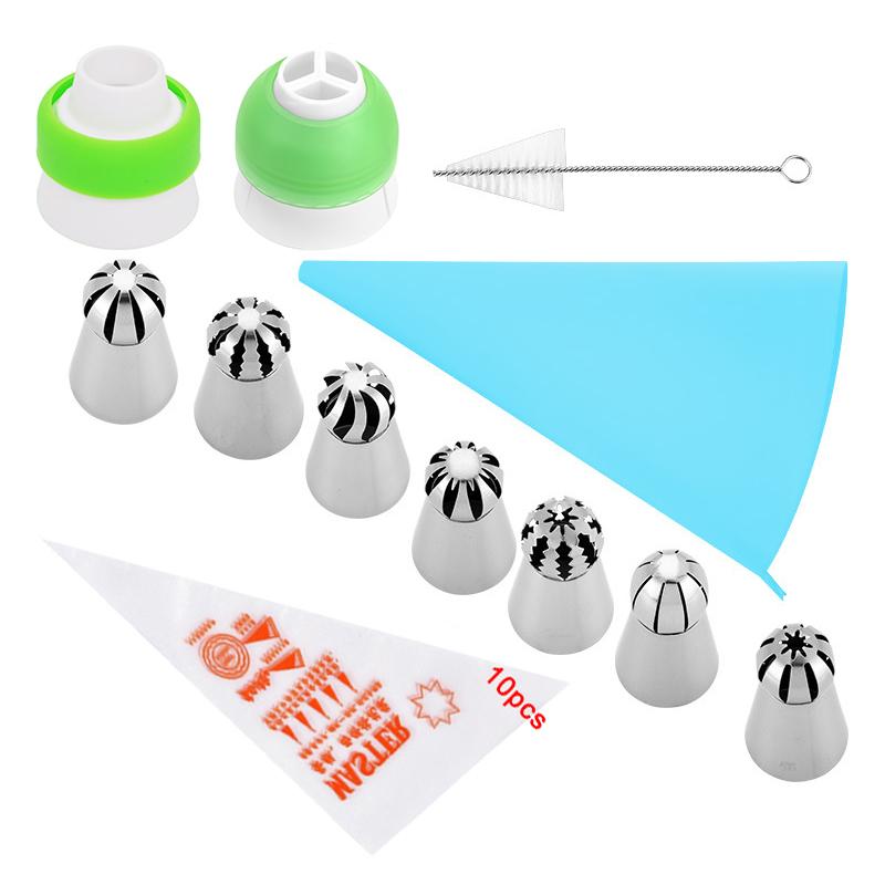 21pcs Pastry Bag Russian Spherical Ball Stainless Steel Flower Cake Nozzles Icing Piping Decorating Tip Tools Sphere Shape Cream
