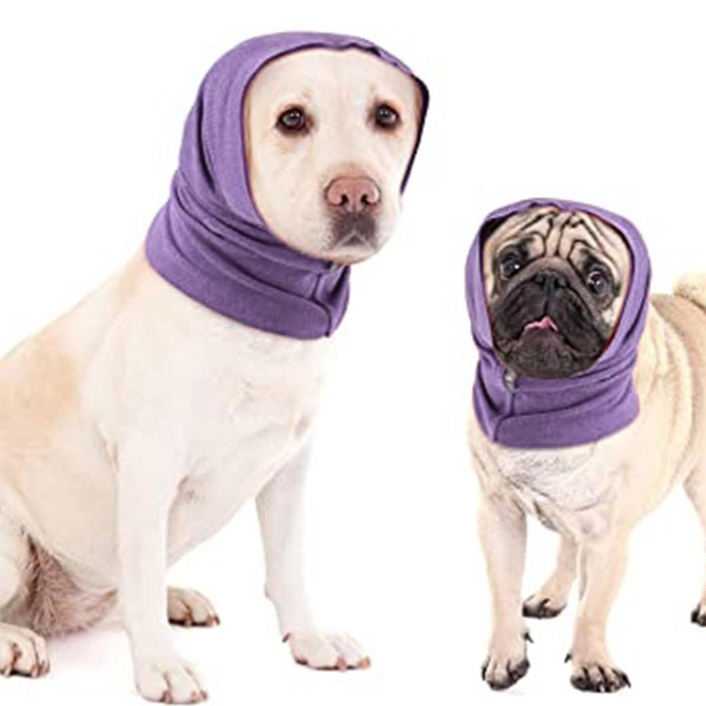Dog Quiet Ear Cover Purple Pet Noise Protection Calming Ear Muffs Anxiety Relief Warm Soft Snood S