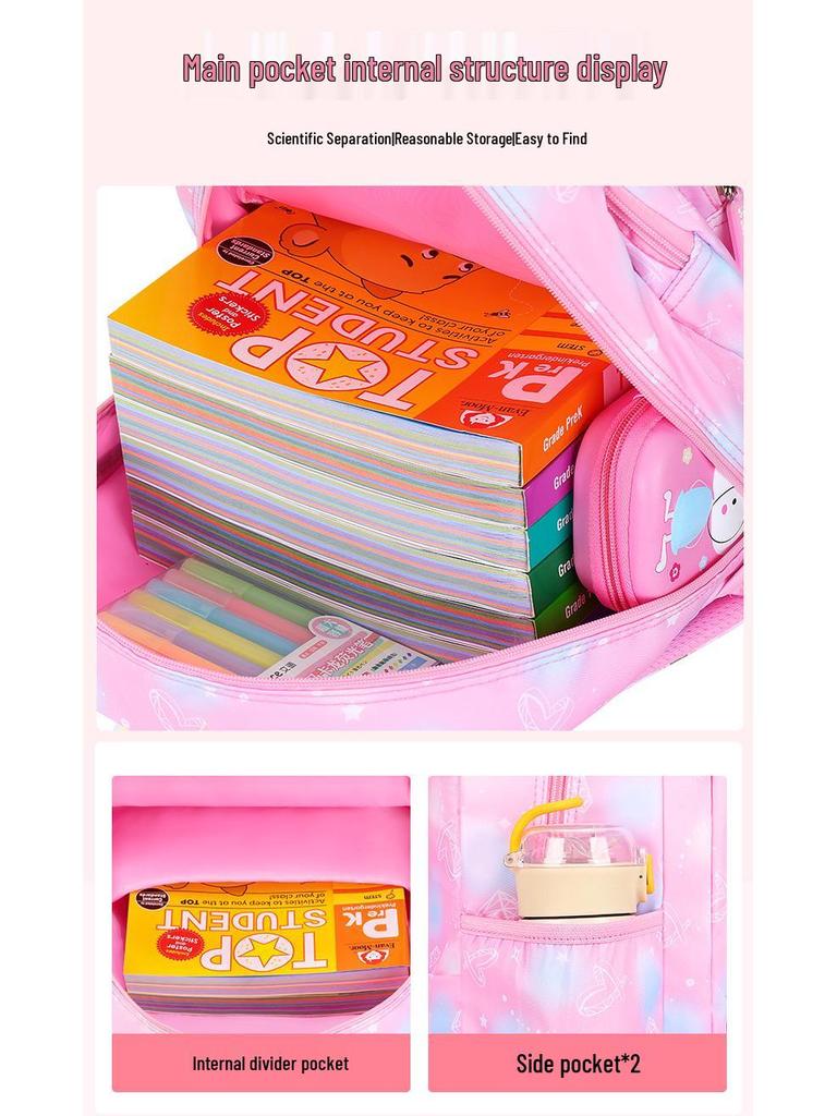 Dreamy Lightweight Backpack for Girls, Grades 1-6: Spine Protection & Load Reduction