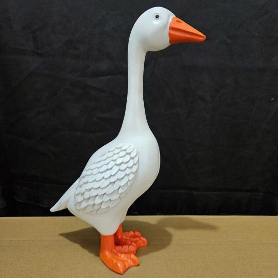Goose Statue 6"/12" Realistic White Goose Sculpture Resin Decorative Figurine for Outdoor Porch Garden Lawn Yard Home Desk Decor