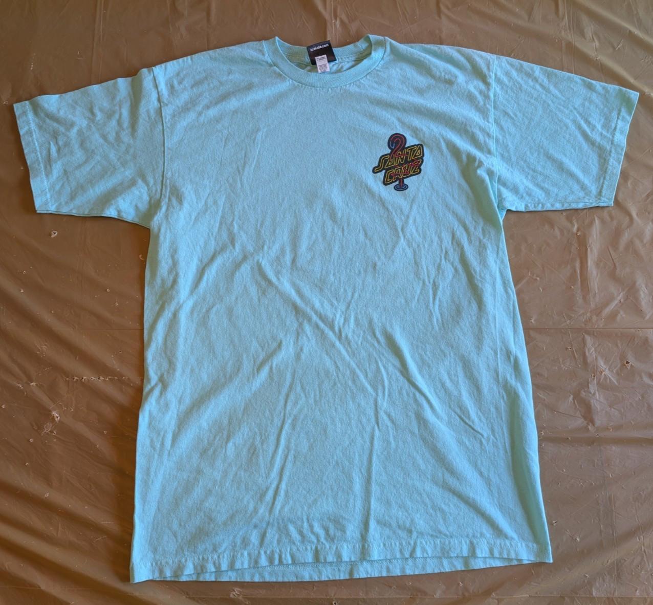 Santa Cruz Skateboards Mens Medium Teal Short Sleeve Skater SCSkate Unisex T-Shirt L