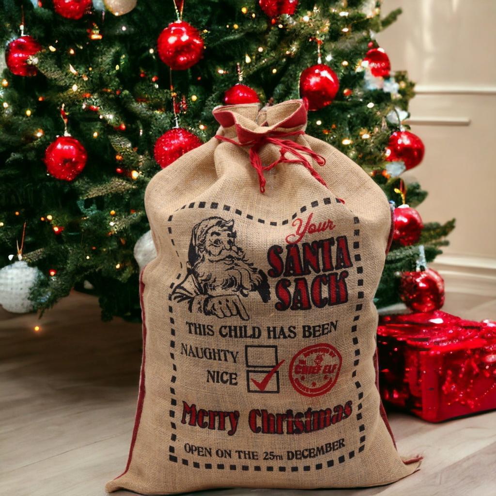 Christmas Jute Santa Sack Child Has Been Nice