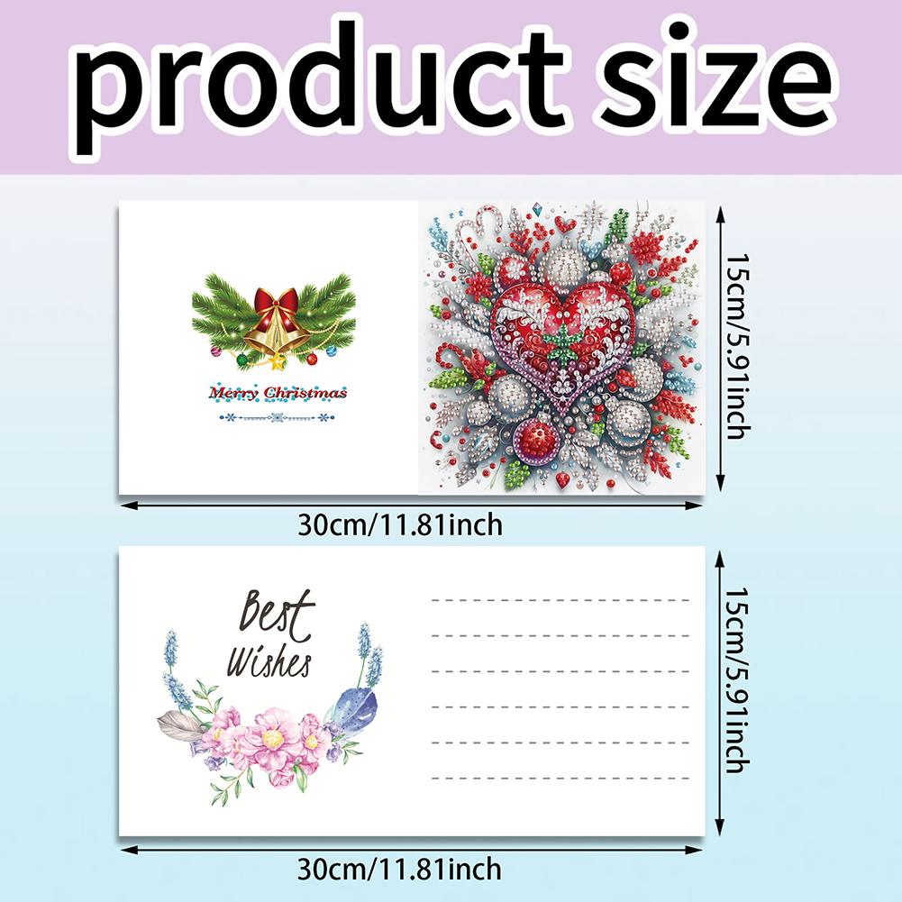 6PCS DIY Diamond Painting Greeting Card Set Xmas Pattern Rhinestone Diamond Art Mosaic Postcards for Festivals and Celebrations