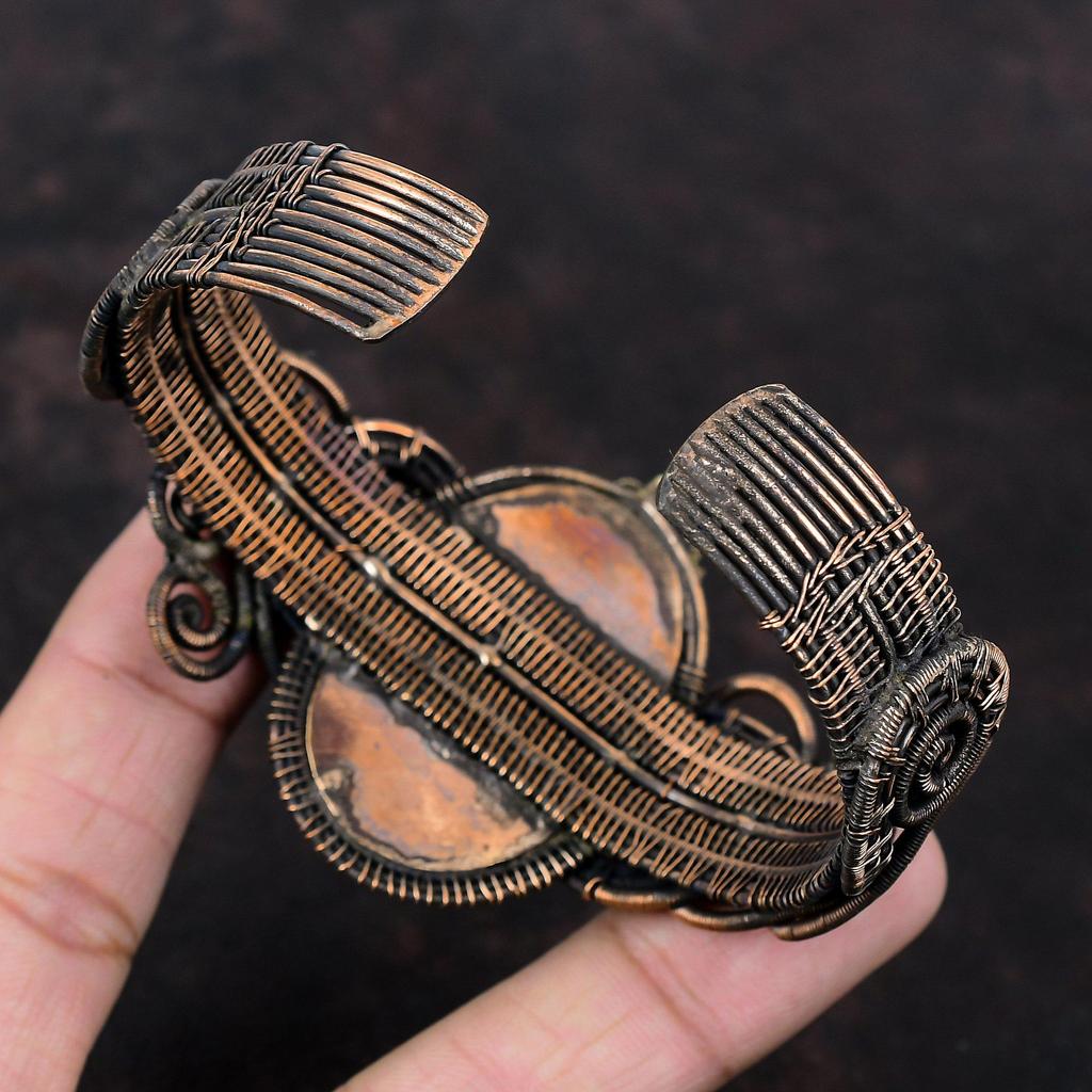 Dragon Bloodstone Bangle Copper Wire Wrapped Bangle Gemstone Cuff Bracelet Adjustable Bangle Copper Jewelry For Gift Handmade Flower Bangle