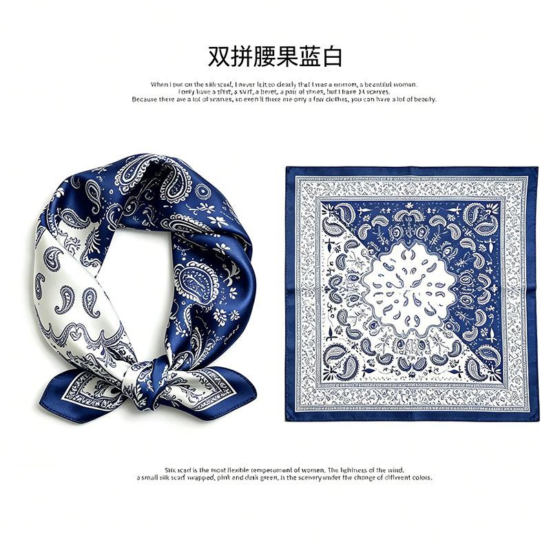 [111 mulberry silk] Korean version of classic cashew nut flower bag headscarf, small square scarf, shirt, suit, thin silk silk scarf