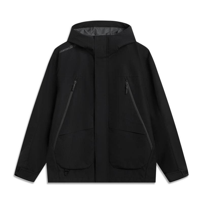 Li Ning CF Outdoor Softshellová bunda s dlouhým rukávem Větruodolná Ultralehká Voděodolná Pánské bundy AJDV283-1