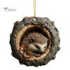 Acrylic Animal Ornaments Tree Hole Ornament, Owl Fox Raccoon Bird Hedgedog Holiday Decor Pendant Squirrel Pinecone Pendant, Seasonal Hanging