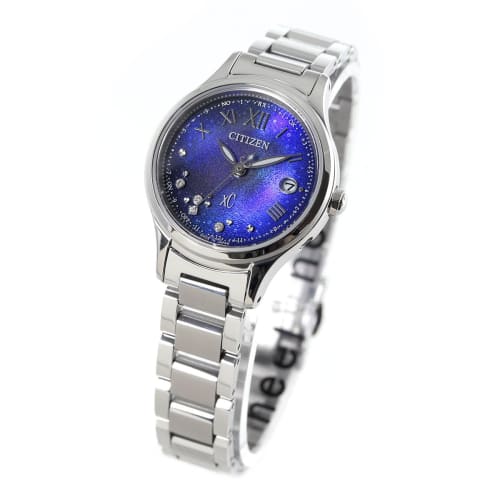 Citizen XC Women's UNITE with BLUE Limited Edition Watch, Light-Powered Eco-Drive, Radio-Controlled, Waterproof, Silver (ES9490-95L)