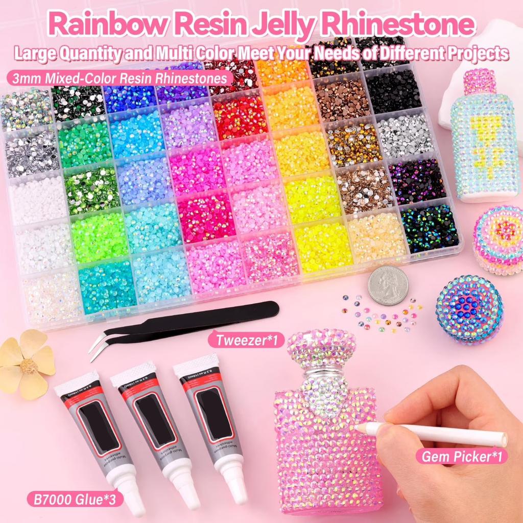 40 Kit - 40,000 Assorted Nail Diamonds with Storage Box for Decoration 30ml