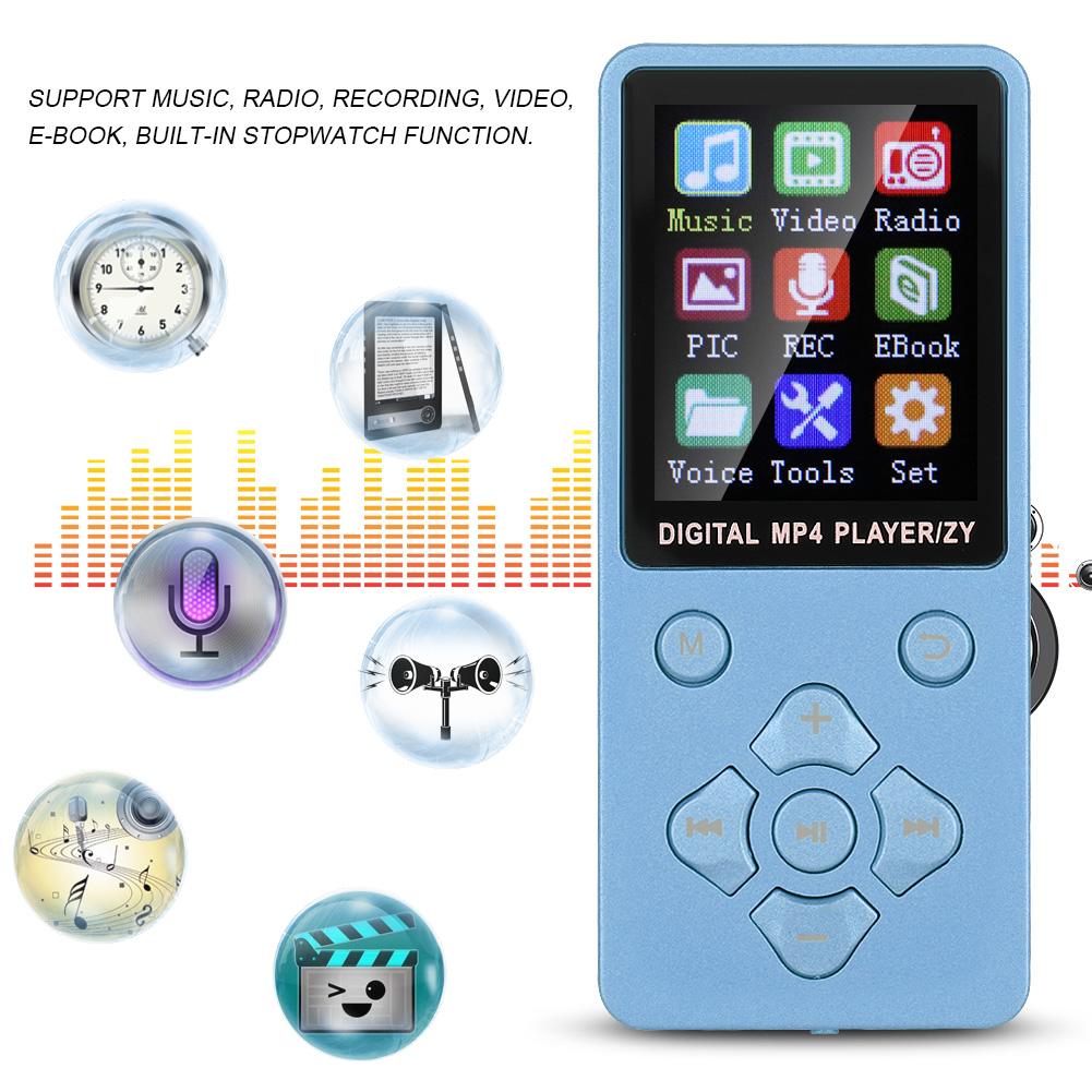 T1 Music MP3 MP4 Player Bluetooth Support 32G Memory Card Crossshaped Buttons Blue