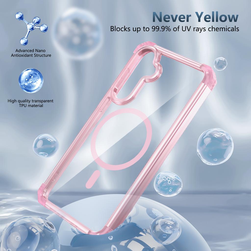 For Samsung Galaxy S23 FE Magnetic Case TPU+PC Clear Phone Cover with Thickened Corners