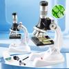 Microscope for Kids Science Experiment Toy up to 100-1200x Magnification Stem Kits with 8 Slides