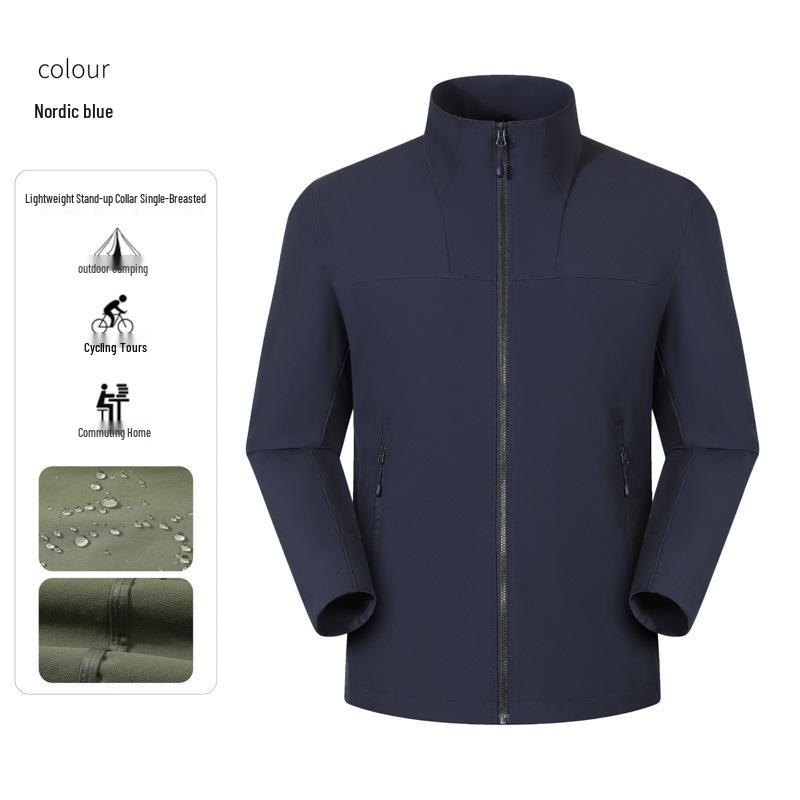 Customizable Stand Collar Windbreaker: Team Logo, Casual Outdoor Jacket, Windproof for Spring & Autumn.