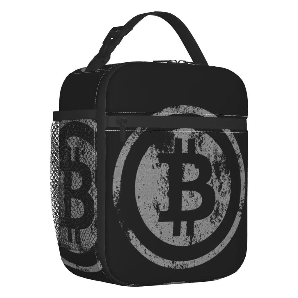 Custom Bitcoin Digital Currency Lunch Bag Women Cooler Warm Insulated Lunch Boxes for Kids School