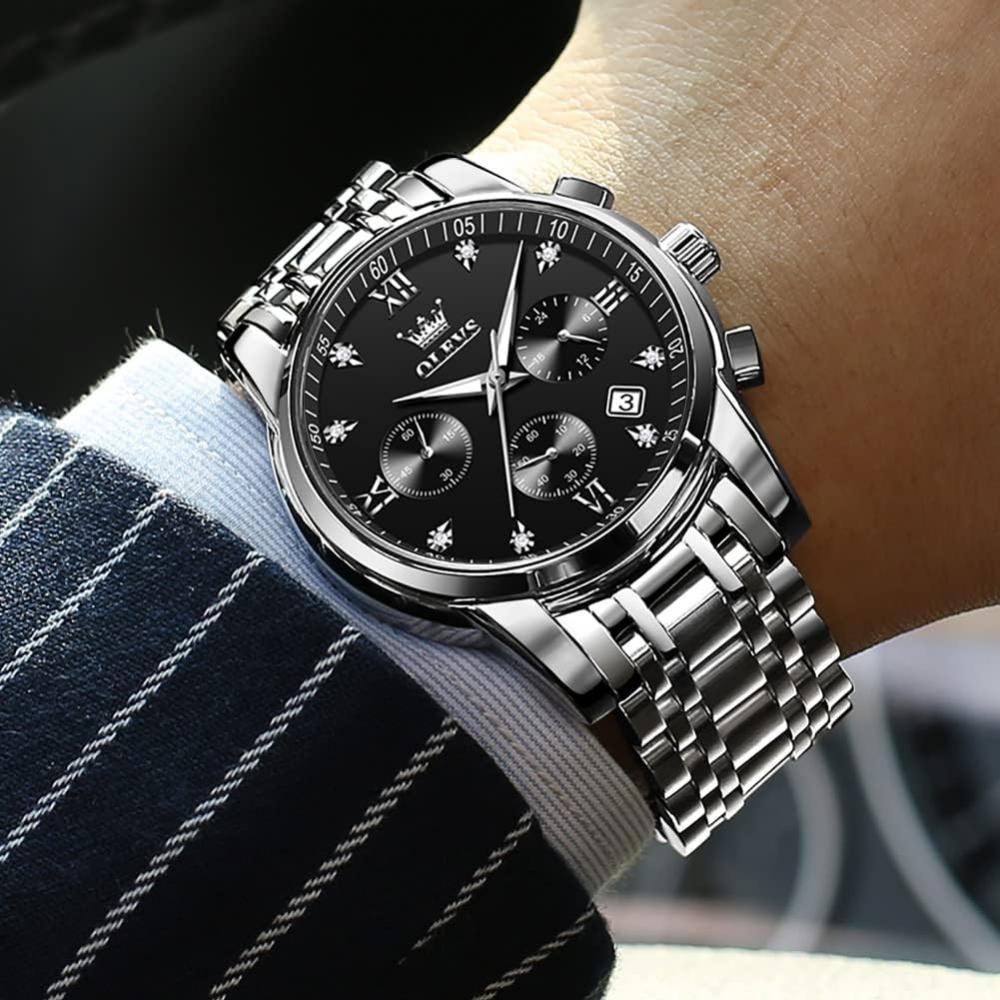 Iqiyi Men S Quartz Waterproof Analog buSineSS Metal Band Black Watch