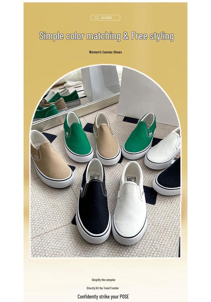 Chaussures Slip-On en toile unisexes 2026: Chaussures plates d'été décontractées style coréen pour étudiants et couples.