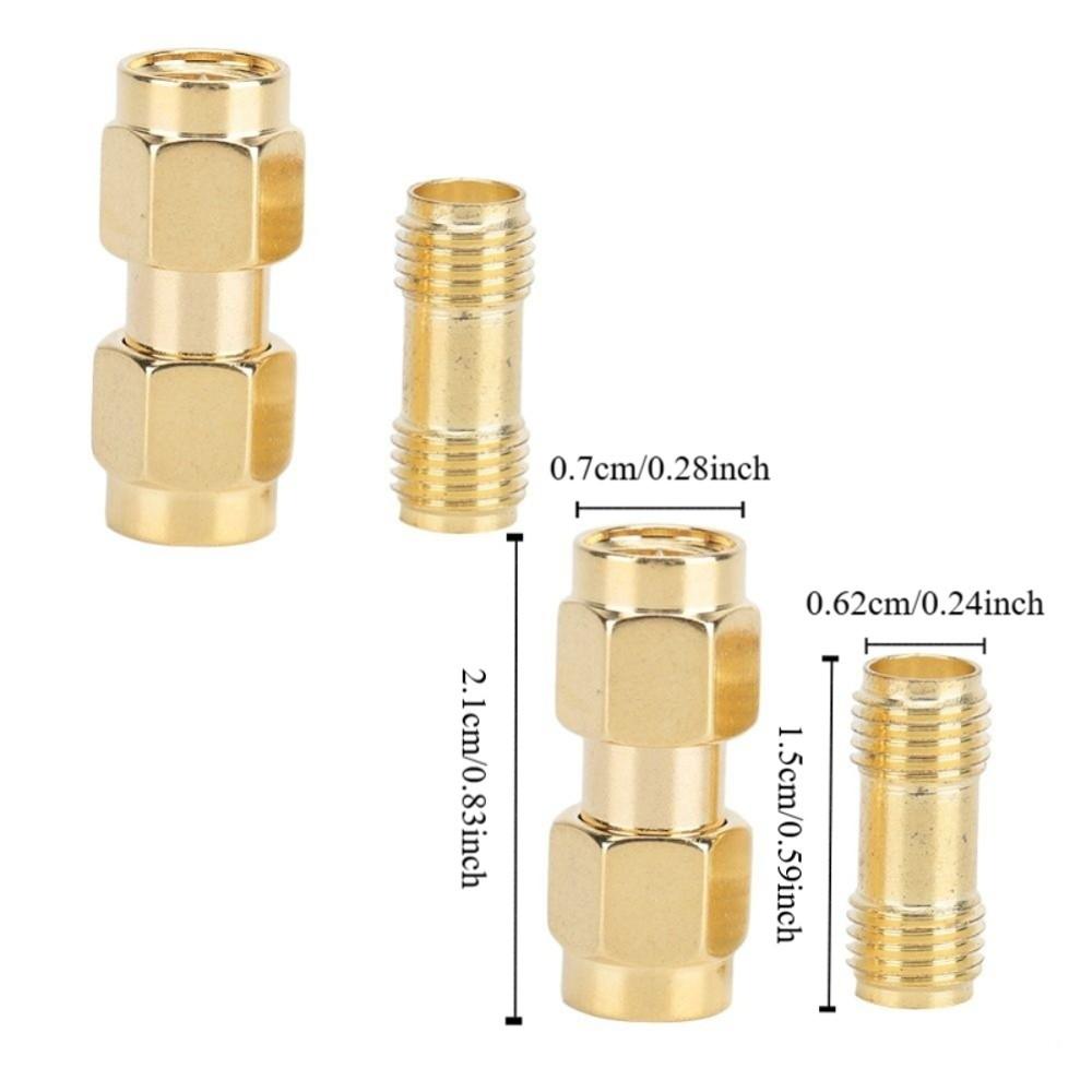 4PCS Golden 2PCS SMA Male to Male Adapter Double Pass Adapter  Antenna Connection
