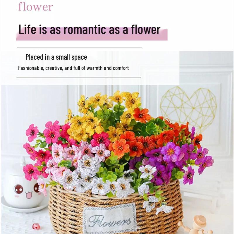 7-Fork Eucalyptus Leaves Violet Artificial Silk Flower Decoration for Dining Table