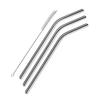 A20F-3 Pcs Reusable Stainless Steel Metal Drinking Straw Reusable Straws + 1 Cleaner Brush Kit