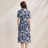 Zhaojun Mulberry Silk Hydrangea Print Short-Sleeve Dress