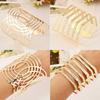 Hot Fashion Unisex Geometric Hollow Out Gold Silver Bangle Punk Cuff Warped Bracelet