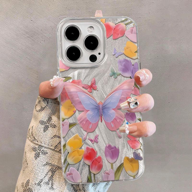 

For iPhone 15 Pro Case Luxury Shiny Laser Pink Bow knot Case for iPhone 16 14 13 12 11 Pro Max 16E 7 8 16 Plus SE2 X XS XR Cover For iPhone 16E