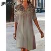 JPNTKY Fashion Summer Spring 1/2 Sleeves V-Neck Casual Dresses