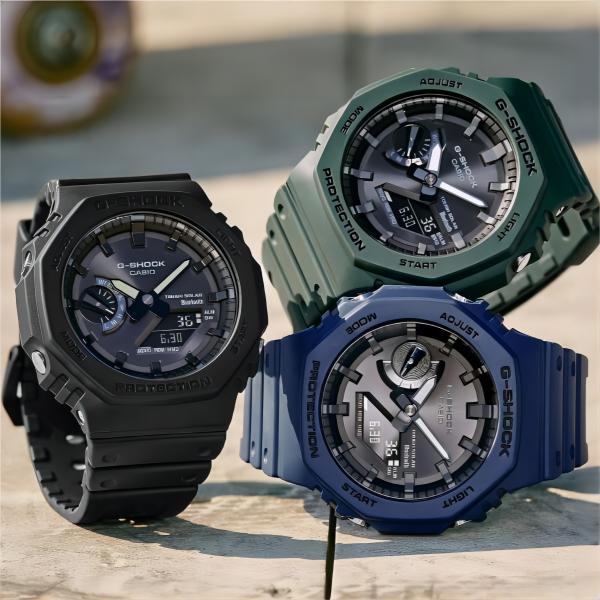 Casio G-Shock Hachioji Octagonal Carbon Fiber Core Solar Powered Quartz Watch Resin Strap Men watches Black GA-B2100-1A1PR