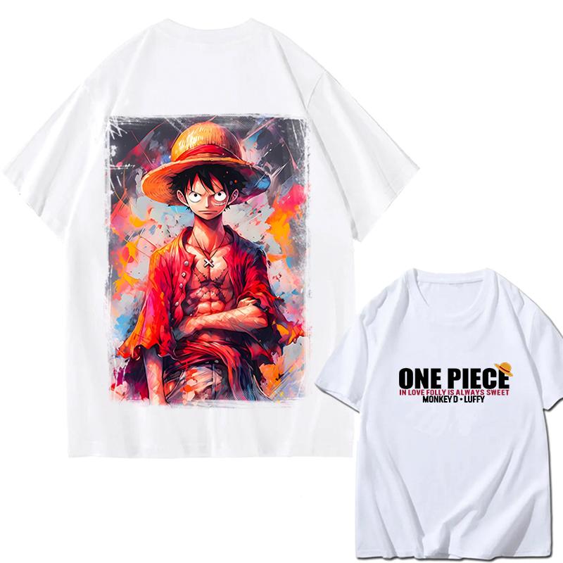 ONE PIECE Zoro Luffy Gear 5 Printed Loose Shortsleeved Cotton Tshirt Summer Tide Pure Cotton Unisex Parentchild Clothing
