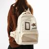 Cute Nylon Backpack for Women – Star Patch Design School Bag with Front Pocket for Everyday Use