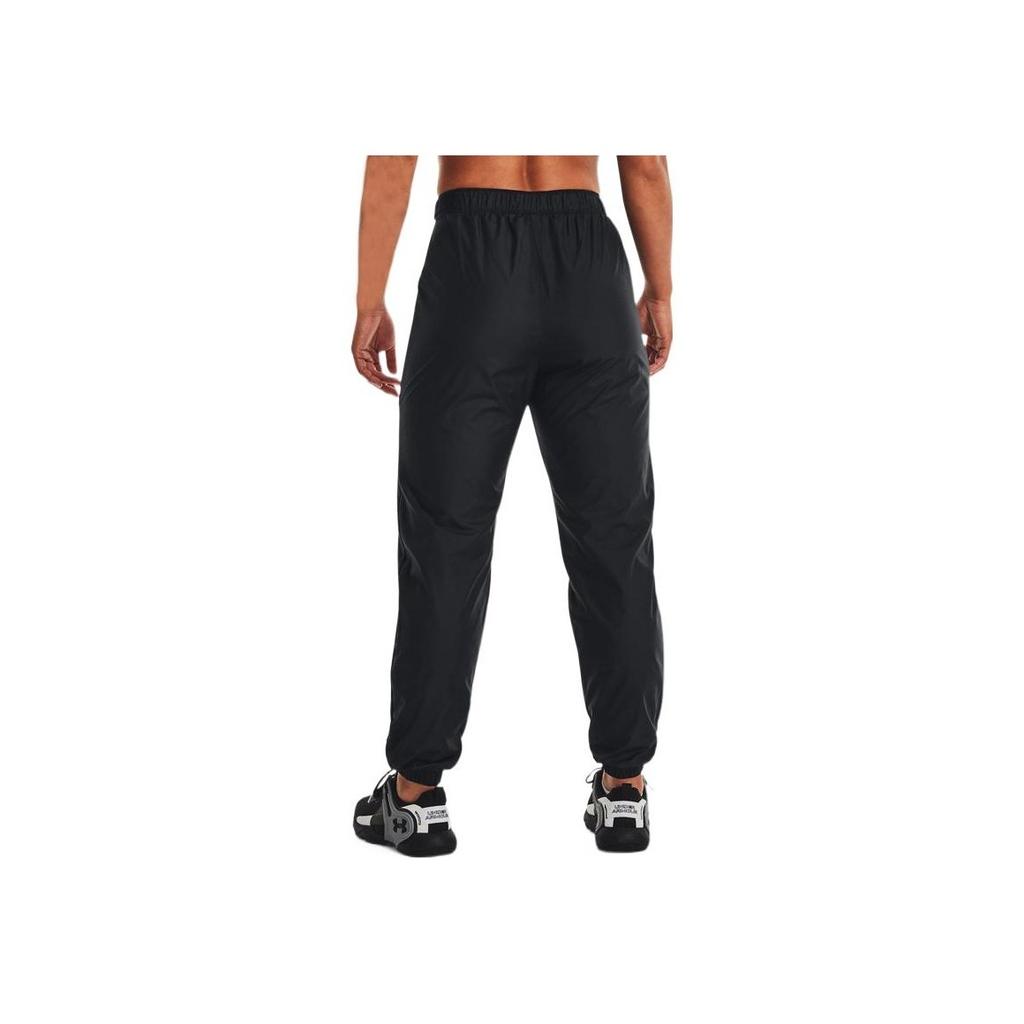 Under Armour Solid Color Logo Print Elastic Waist Training Pants Women bottoms Black 1369849-001