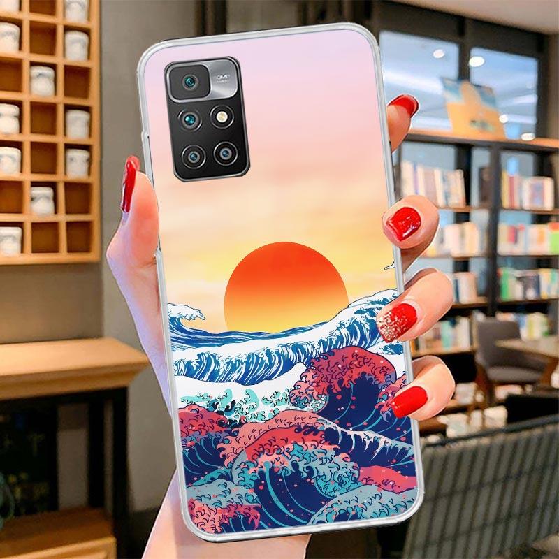 Japanese Style Wave Art Cover Phone Case For Xiaomi Poco F7 Ultra X7 X6 X5 Pro M7 Redmi 15C 15 13C 13 12C 12 10C 10 9A 9C 9T 9 S