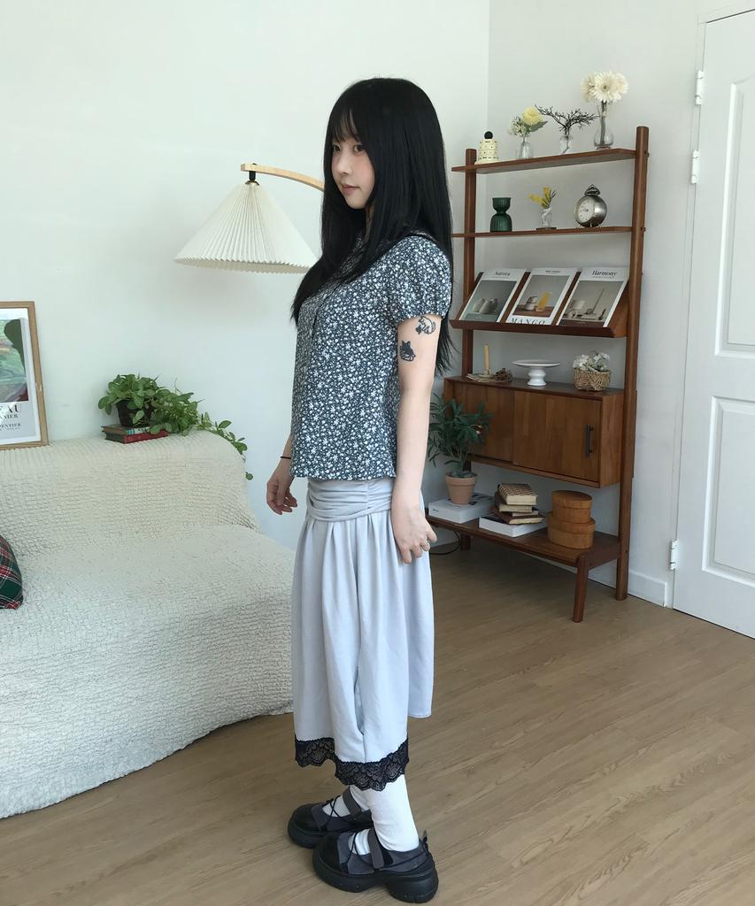 Onseuka 2 Way Lace Tube Skirt (Light Gray)