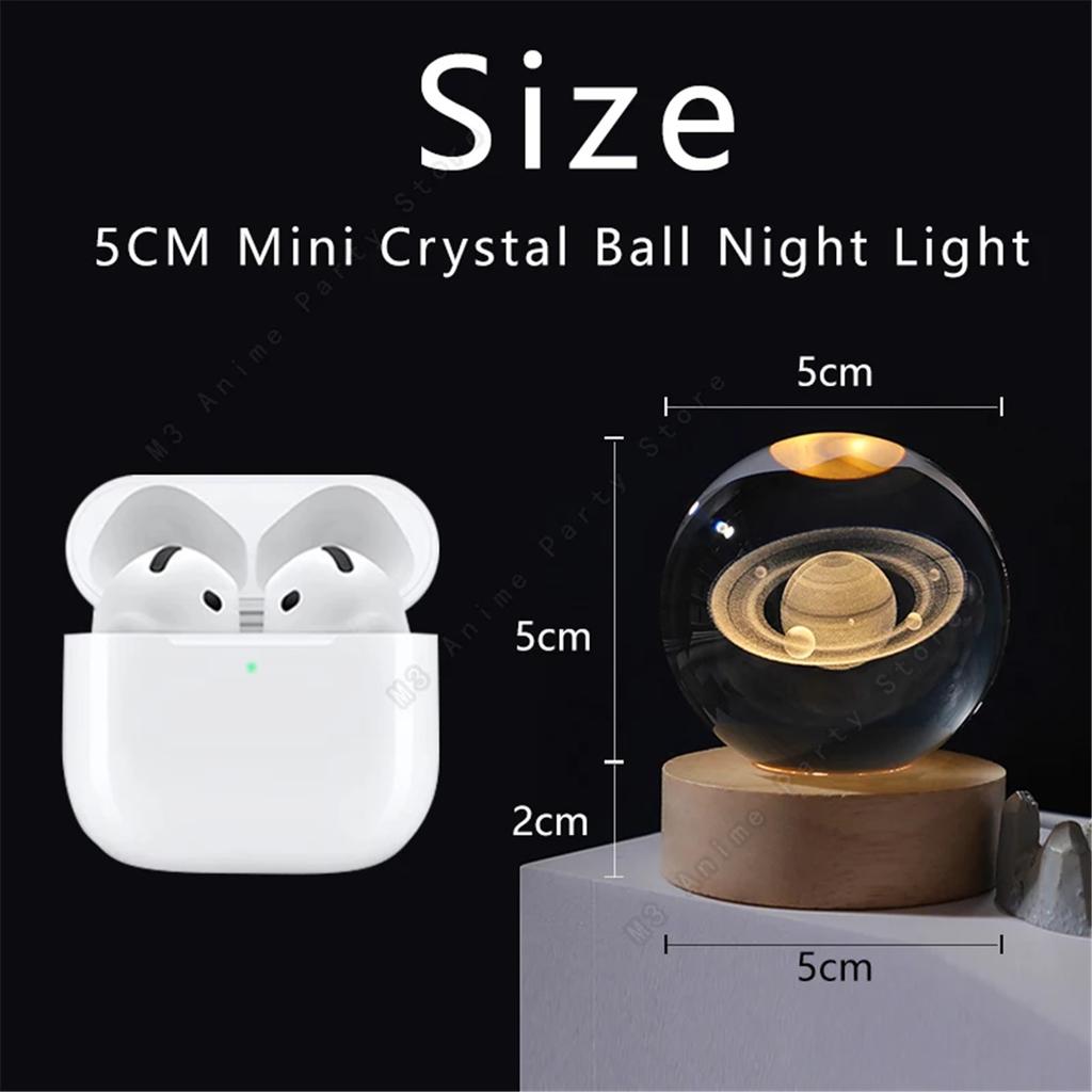 Children'sBirthdayGiftToy 5cmUnique 3D Crystal Ball Night Light LED Desk Lamp Bedside Night Light GalaxyLight Saturn Planet Moon